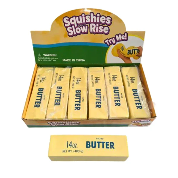 This Squishy Mega Butter block may look like it belongs in the fridge, but it's actually a wonderfully soft and satisfying squishy designed for endless sensory fun.