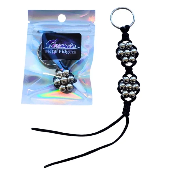 Each handmade Cosmic Metal Fidgets - Pleiades Keychain Double features smooth polished metal beads for discreet sensory input, focus and fidgeting on the go.