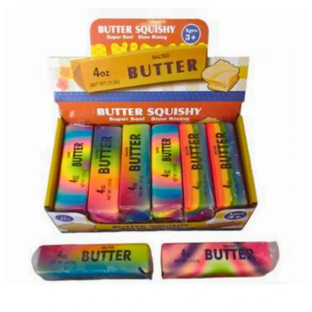 This Squishy Mega Tie-Dye Butter block may look like it belongs in the fridge, but it's actually a wonderfully soft and satisfying squishy designed for endless sensory fun.