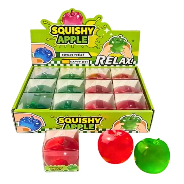 Squeeze, squish and relax with the Squishy Coconut Oil Apple. A colourful apple-shaped sensory toy perfect for fidgeting, stress relief and sensory play.