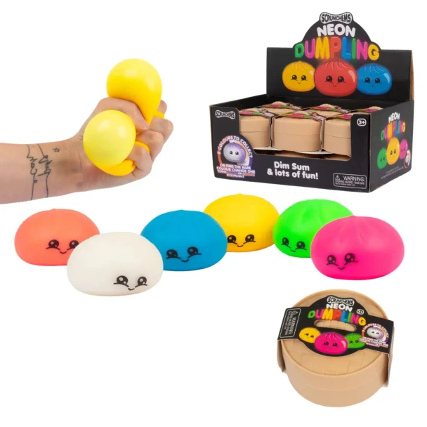 Scrunchems Neon Mystery Dumpling is a soft squishy sensory toy hidden inside a cute dim sum container. Collect all 5 colours and watch for the rare colour-changing dumpling.