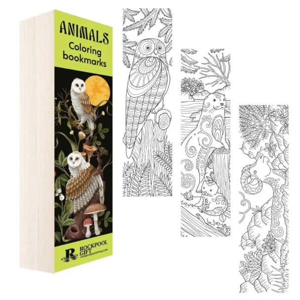 A collection of over 40 beautifully illustrated Animals Colouring Bookmarks, perfect for mindful creativity, relaxation and adding a personal touch to every reading adventure.