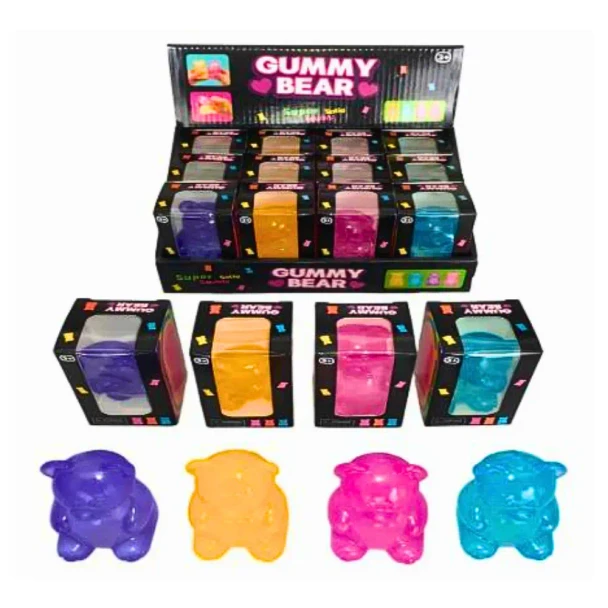 Squeeze, squish and collect your own colourful Squishy Gummy Bear! Slow-rising sensory toys that are perfect for stress relief, fidgeting, party favours and gifts.