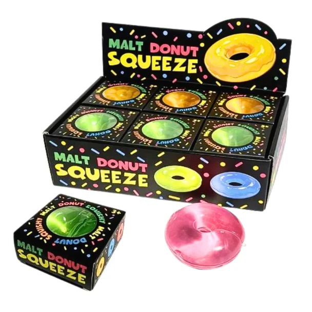 Squeeze away stress with the Squishy Sugar Donut! A colourful donut-shaped sensory squeeze toy that's perfect for fidgeting, stress relief and sensory play.