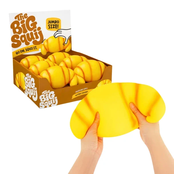 Squeeze into sensory fun with The Big Squij Croissant! A jumbo, super-soft croissant squishy perfect for tactile play, sensory breaks and big satisfying squeezes.