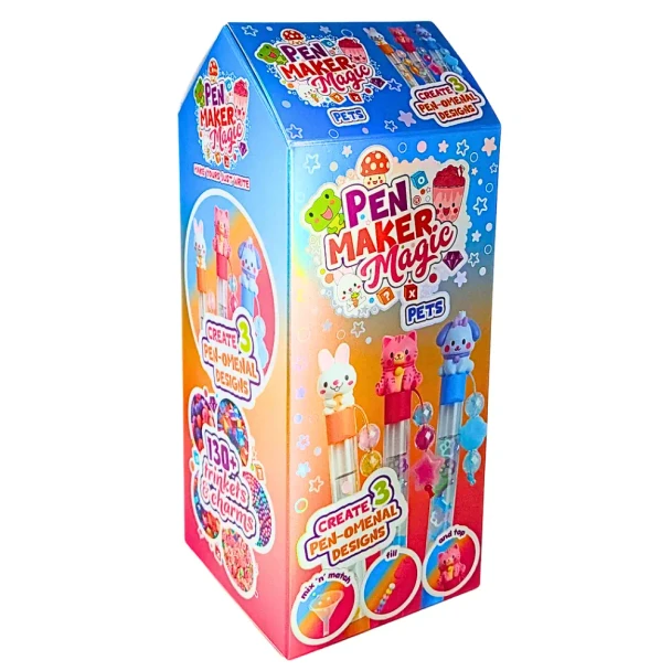 Create your own cute personalised pens with the Pen Maker Magic - Animal Pen Maker, featuring beads, charms, trinkets and adorable animal toppers.