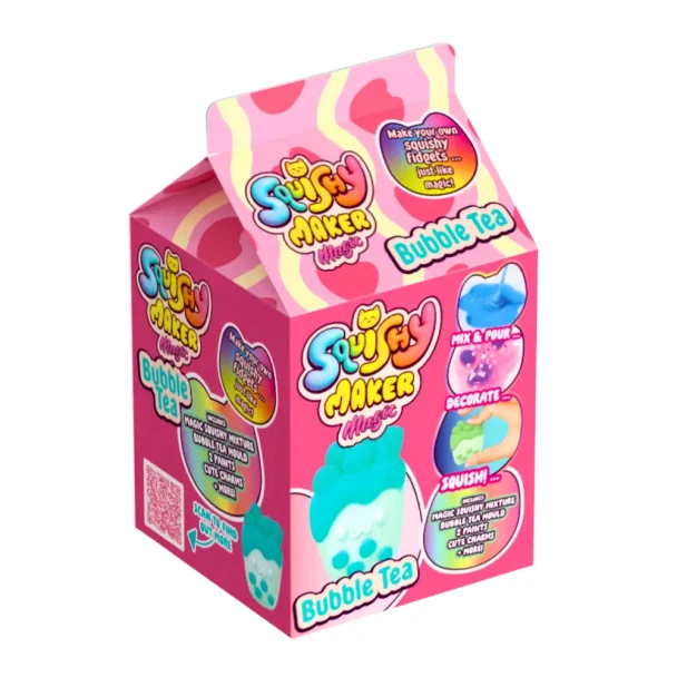 Mix, pour, decorate and squish with the Squishy Maker Magic – Mini Bubble Tea! Create your own adorable bubble tea-inspired squishy with this fun DIY craft kit.