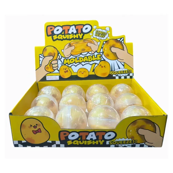 Squeeze, squish and relax with the Squishy Coconut Oil Potato, featuring a soft velvety coconut-oil-treated surface for satisfying sensory play.
