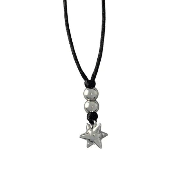 Cosmic Metal Fidgets - Apophis Spiky Fidget Necklace is a discreet metal fidget necklace with a tiny spiky star and smooth beads for strong tactile sensory feedback and busy hands.