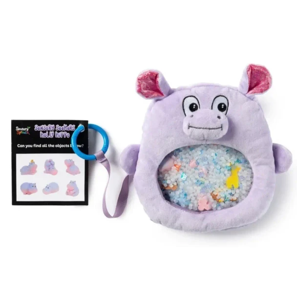 Sensory Seekers I-Spy Bag - Holly Hippo has a bead-filled sensory window and seek-and-find activity card for calming, concentration and screen-free sensory play.