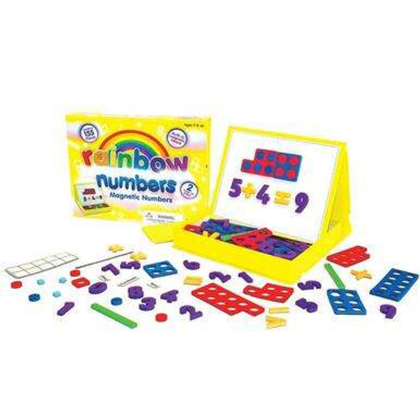 Rainbow Numbers Magnetic Numbers combines simple mathematical concepts with 155 magnetic foam pieces and a unique in-built magnetic board.