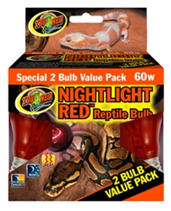 ZooMed Nightlight Red Reptile Bulb Value Pack (2 Pack) 60 Watt