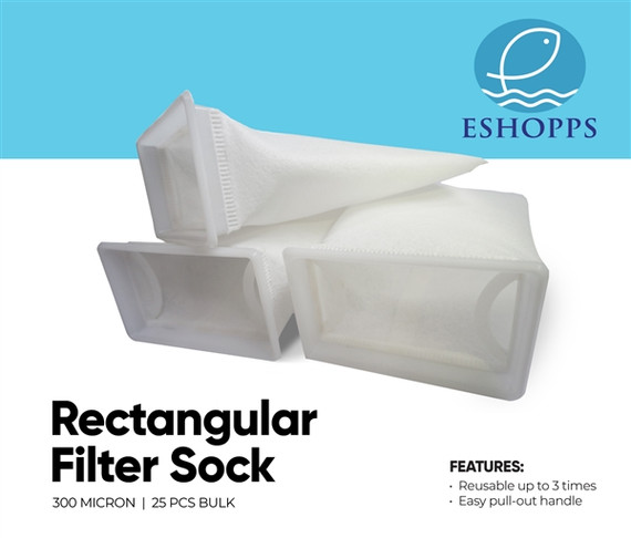 Eshopps Rectangle Filter Sock 300 Micron (25 Pack)