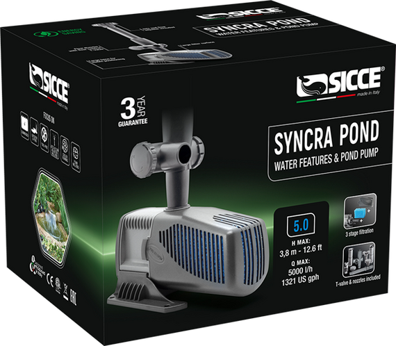 Sicce SyncraPond 5.0 Pond Pump with Fountain 1321gph