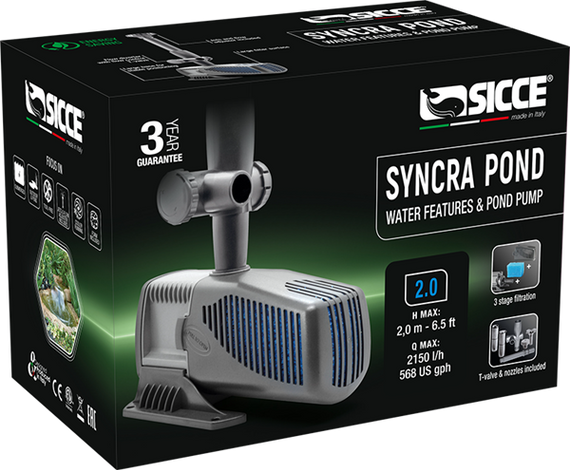 Sicce SyncraPond 2.0 Pond Pump with Fountain 568gph