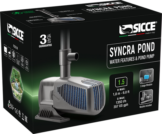 Sicce SyncraPond 1.5 Pond Pump with Fountain 357gph