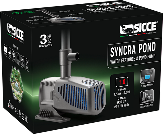 Sicce SyncraPond 1.0 Pond Pump with Fountain 251gph