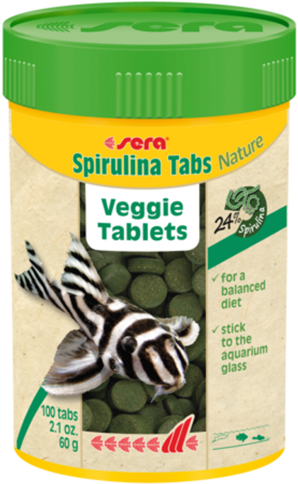 Sera Spirulina Tabs Nature Veggie Tablets 100mL 100 Tabs