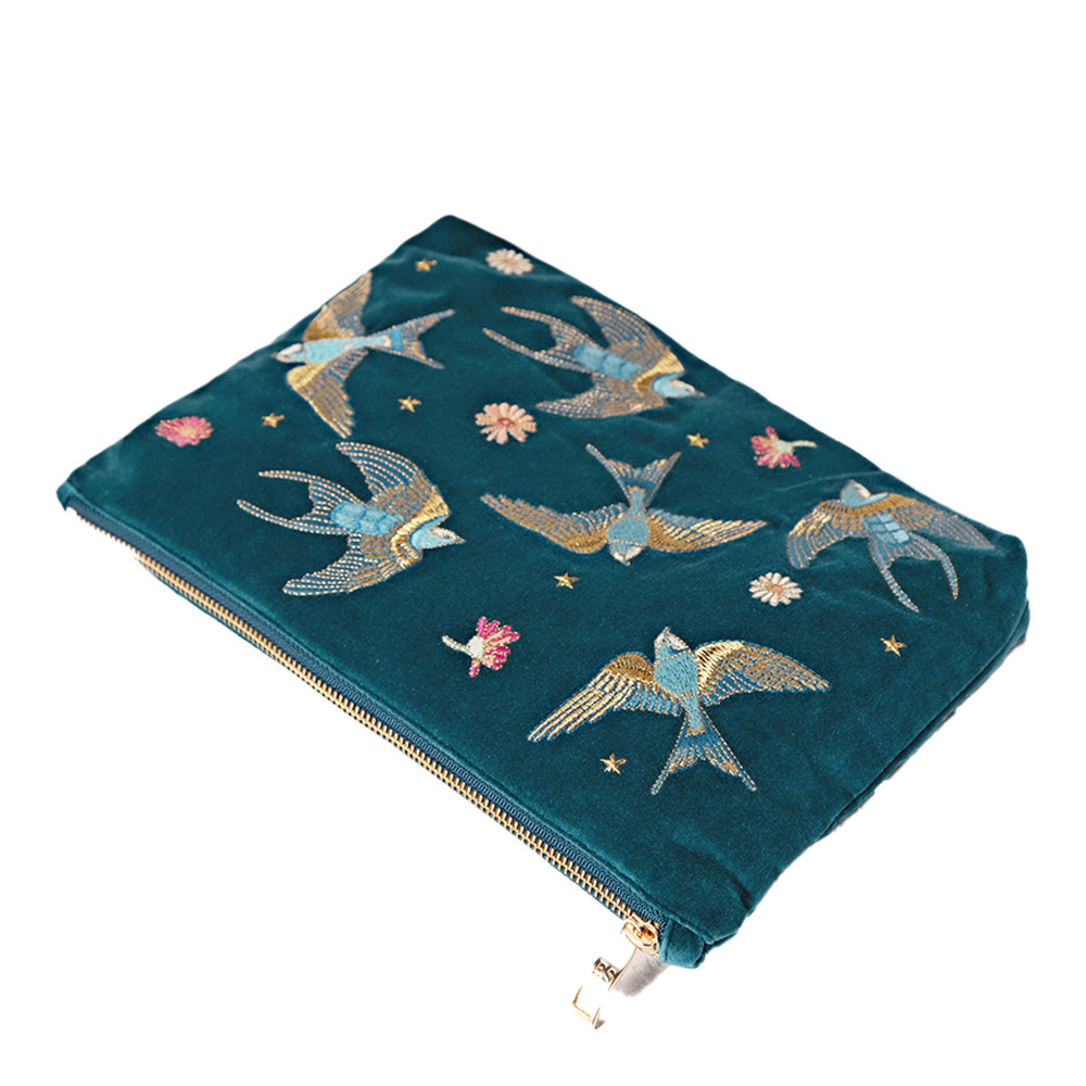 Elizabeth Scarlett EverydayPouch スワン Elizabeth Scarlett Swallows Rich Blue Velvet Everyday Pouch | Bath