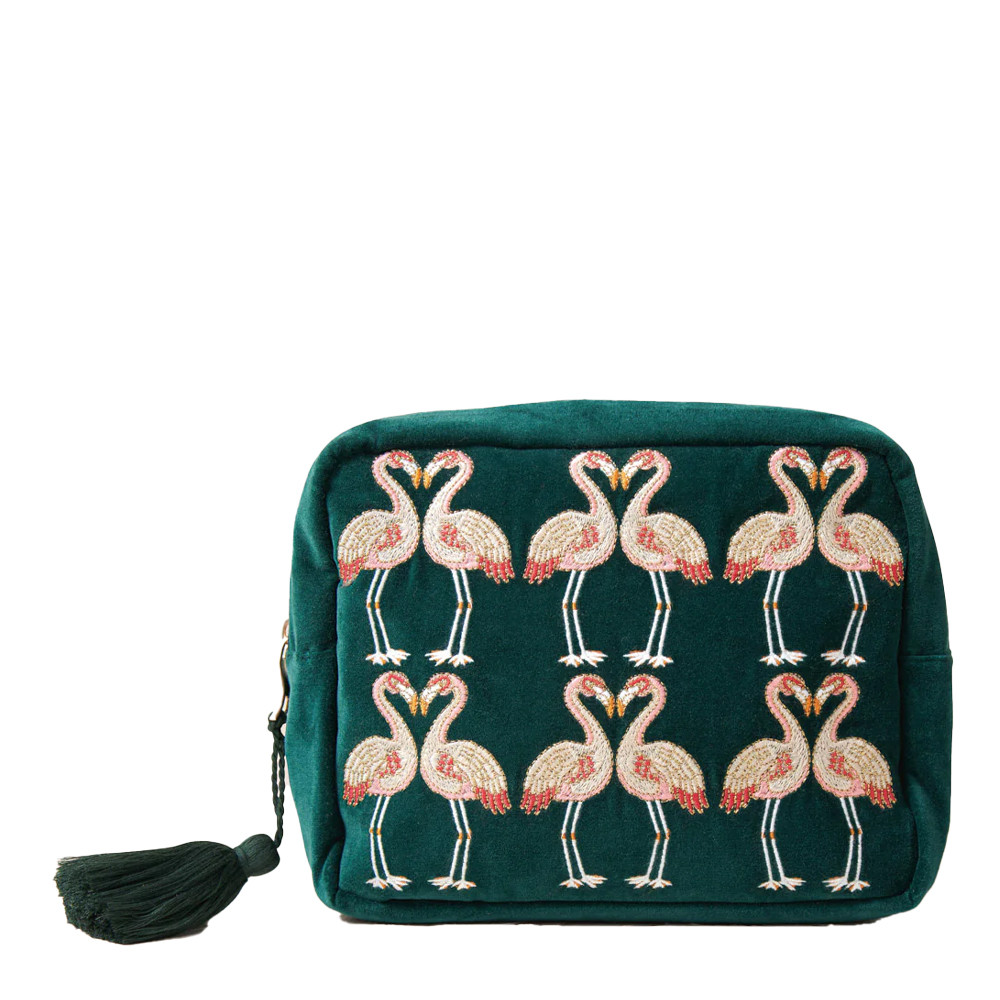 Elizabeth Scarlett Flamingo Wash Bag Emerald Bath Unwind