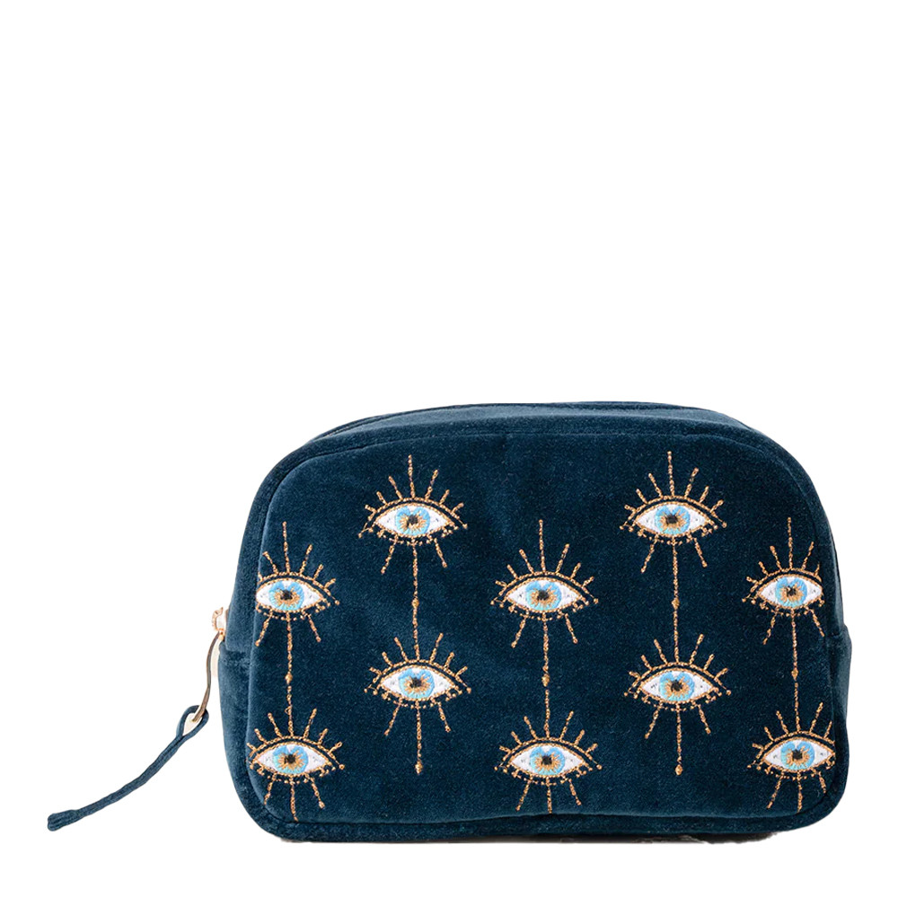 Elizabeth Scarlett Mystical Eye Ink Blue Velvet Makeup Bag Bath
