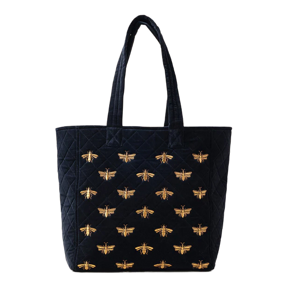 Elizabeth Scarlett Honey Bee Velvet Tote - Charcoal | Bath