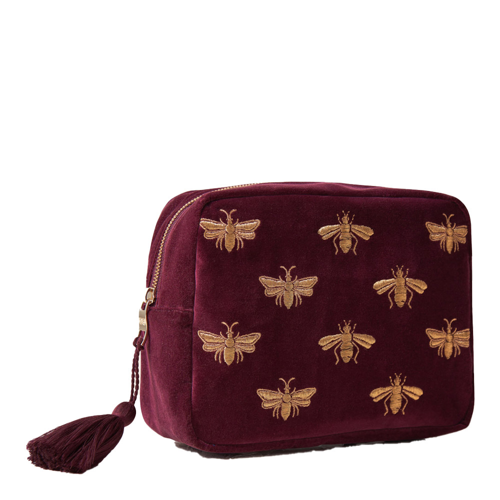 Elizabeth Scarlett Plum-Hued Honey Bees Wash Bag | Bath & Unwind