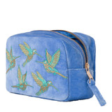 Elizabeth Scarlett Hummingbird Light Blue Velvet Makeup Bag