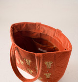 Elizabeth Scarlett Golden Elephants Rust Velvet Tote Bag