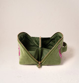 Elizabeth Scarlett Wild Tiger Fern Green Velvet Open Flat Makeup Bag Elizabeth Scarlett Wild Tiger Fern Green Velvet Open Flat Makeup Bag