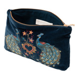 Elizabeth Scarlett Peacock Floral Ink Blue Velvet Everyday Pouch Elizabeth Scarlett Peacock Floral Ink Blue Velvet Everyday Pouch