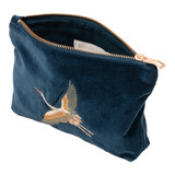 Elizabeth Scarlett Cranes Ink Blue Velvet Mini Pouch Elizabeth Scarlett Cranes Ink Blue Velvet Mini Pouch
