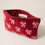 Elizabeth Scarlett Dazzling Bows Velvet Everyday Pouch - Rouge