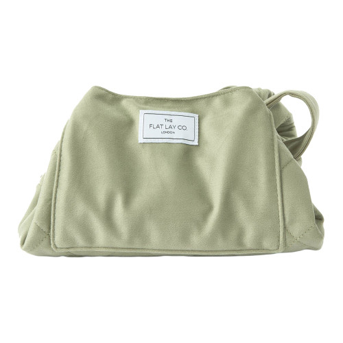 THE FLAT LAY CO. Drawstring Flat Lay Makeup Bag - Sage Green Velvet