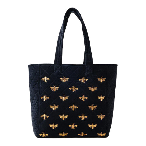 Elizabeth Scarlett Honey Bee Velvet Tote - Charcoal