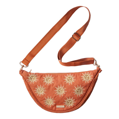 Elizabeth Scarlett Sun Goddess Canvas Rust Crossbody Sling Bag
