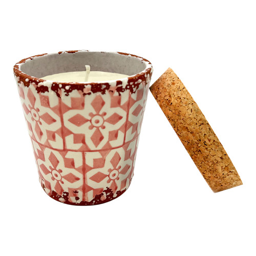 Wax Design Mosaic Ceramic Candle 10cm - Antique Pink