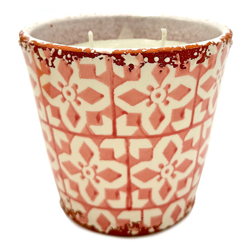 Wax Design Mosaic Ceramic Candle 12cm - Coral