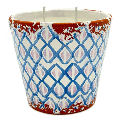 Wax Design Rhombus Ceramic Candle 14cm - Blue & Lilac