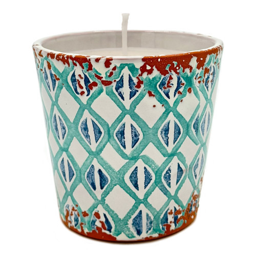 Wax Design Rhombus Ceramic Candle 10cm - Jade Green