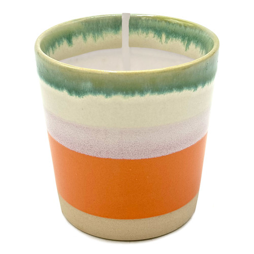 Wax Design Ceramic Boho Scented Candle 10cm - Green & Orange