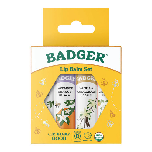 Badger Balm Classic Lip Balm Gold Pack