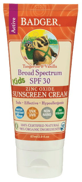 Badger Balm Kids Tangerine & Vanilla Sunscreen Cream SPF30 87ml Badger Balm Kids Tangerine & Vanilla Sunscreen Cream SPF30 87ml