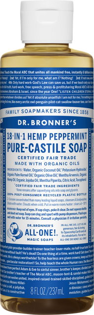 Dr Bronner 18-in-1 Hemp Peppermint Pure-Castile Soap - 237ml Dr Bronner 18-in-1 Hemp Peppermint Pure-Castile Soap - 237ml