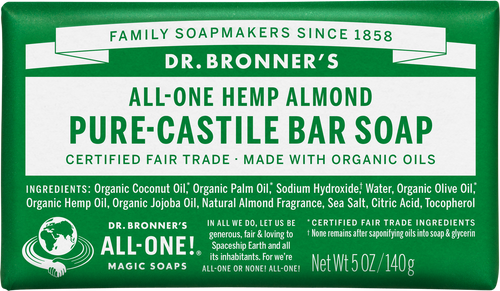 Dr Bronner's All-One Hemp Almond Pure-Castile Soap Bar 140g Dr Bronner's All-One Hemp Almond Pure-Castile Soap Bar 140g
