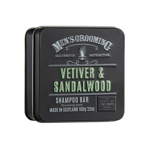 Scottish Fine Soaps Vetiver & Sandalwood Shampoo Bar in a Tin