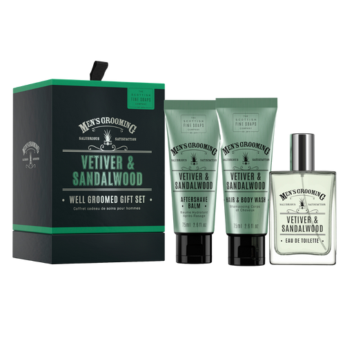 Scottish Fine Soaps Vetiver & Sandalwood Well Groomed Gift Set