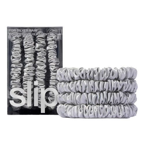 Slip Pure Silk Back To Basics Skinny Scrunchies Silver