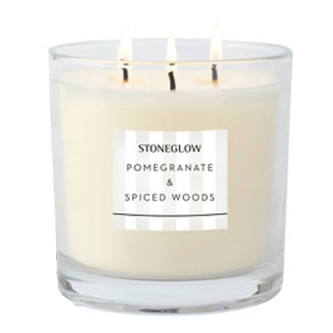 Modern Classics Pomegranate & Spiced Woods 3 Wick Candle