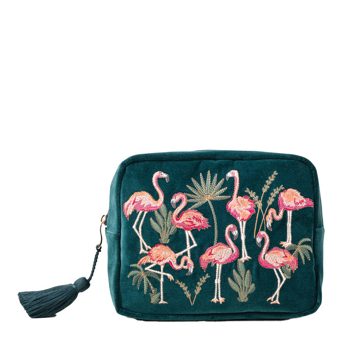 Elizabeth Scarlett Flamingo Wash Bag Emerald